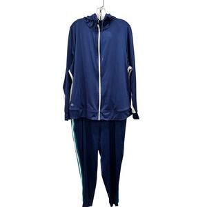 Zelos Curvy Women's 2X Tracksuit Set Blue‎ White Teal Stripe Activewear